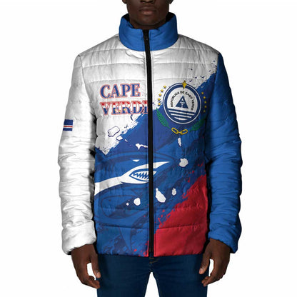 Cape Verde Football Custom Padded Jacket Tubaroes Azuis Glory World Cup