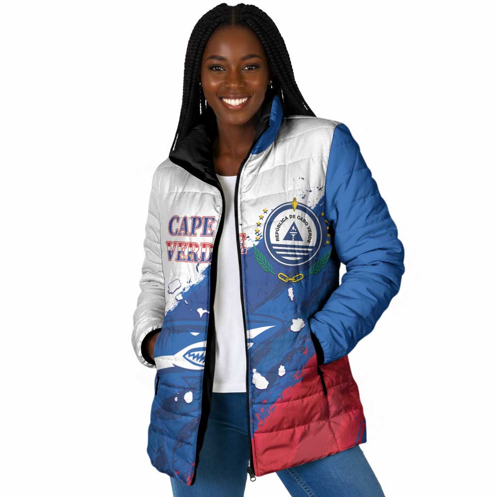 Cape Verde Football Custom Padded Jacket Tubaroes Azuis Glory World Cup