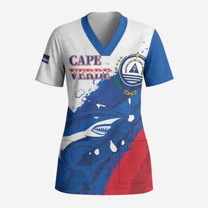 Cape Verde Football Custom Scrub Top Tubaroes Azuis Glory World Cup - African Pride