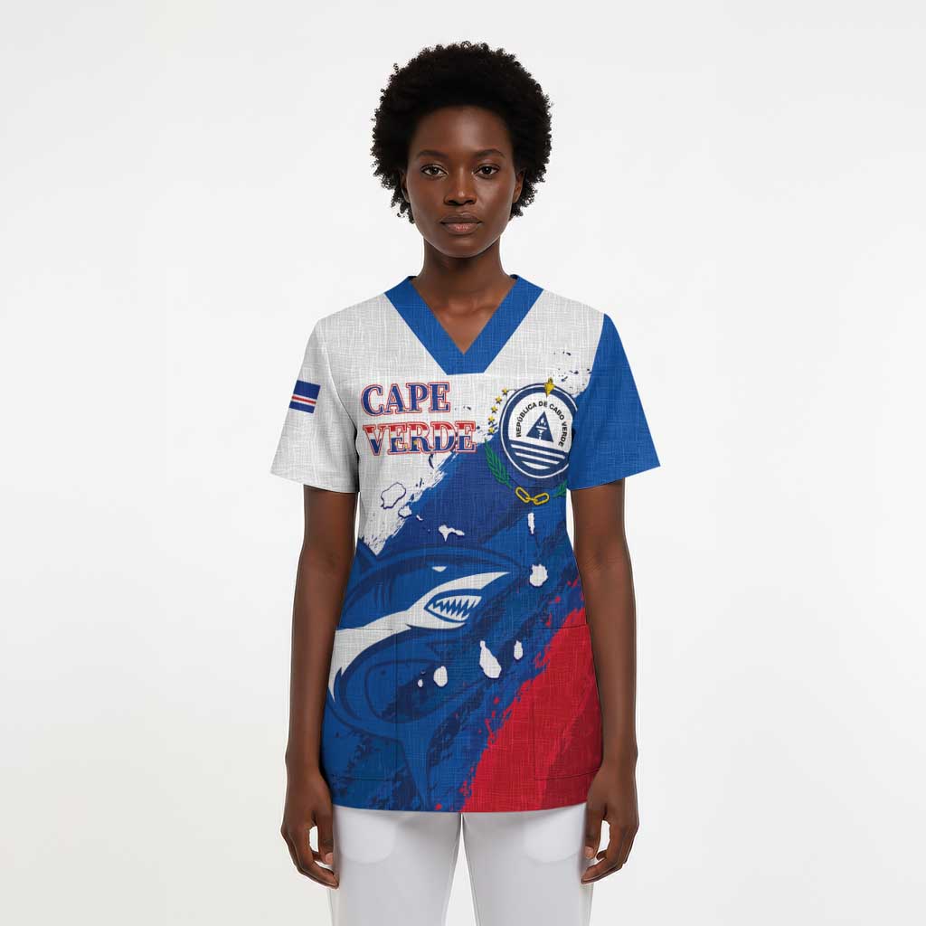Cape Verde Football Custom Scrub Top Tubaroes Azuis Glory World Cup - African Pride