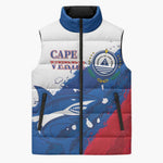 Cape Verde Football Custom Sleeveless Puffer Jacket Tubaroes Azuis Glory World Cup