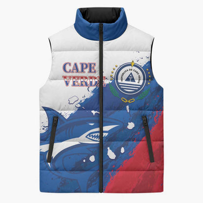 Cape Verde Football Custom Sleeveless Puffer Jacket Tubaroes Azuis Glory World Cup