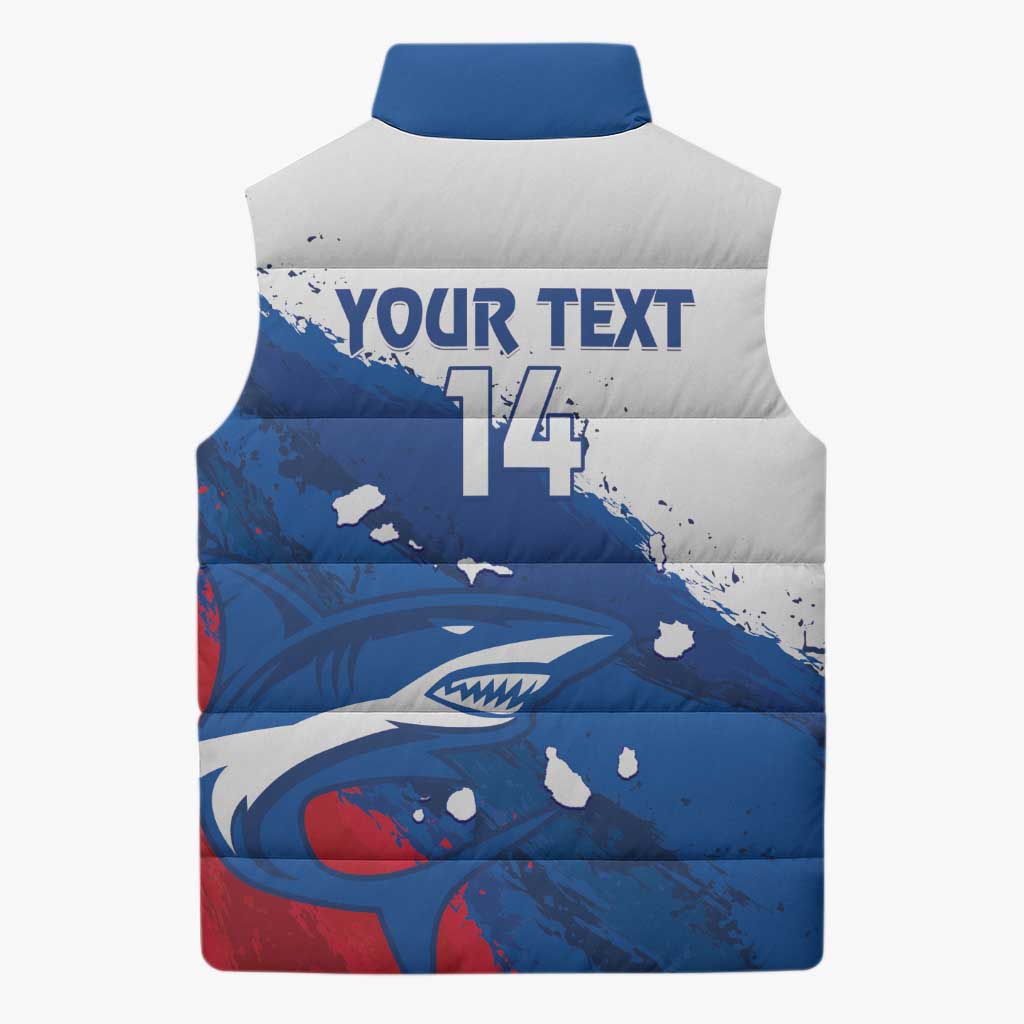 Cape Verde Football Custom Sleeveless Puffer Jacket Tubaroes Azuis Glory World Cup