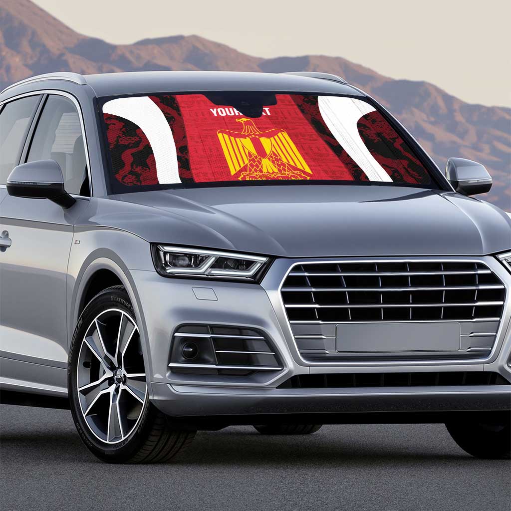 Custom Egypt Football Auto Sun Shade 2026 Go Pharaohs Ancient Egyptian Pattern - African Pride