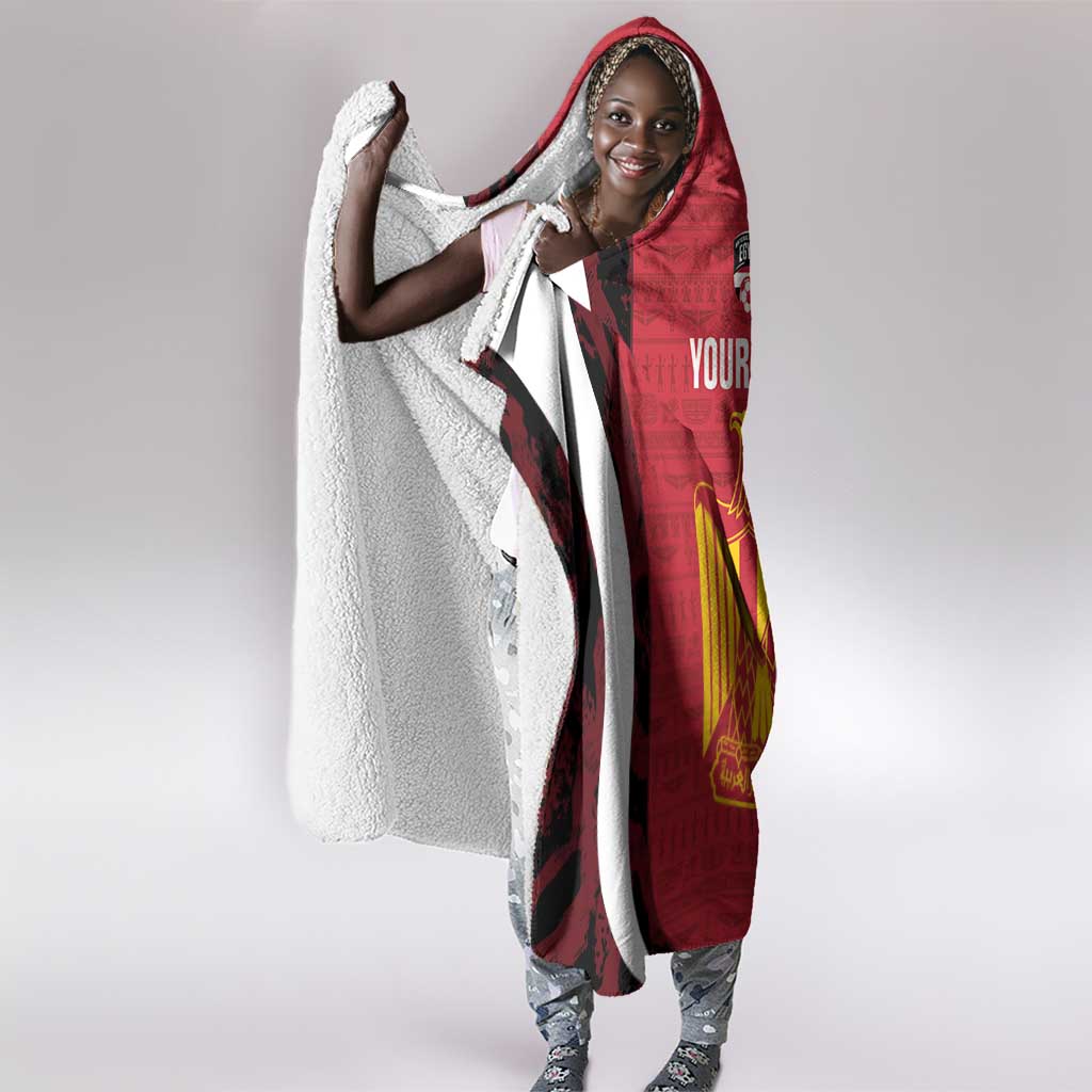 Custom Egypt Football Hooded Blanket 2026 Go Pharaohs Ancient Egyptian Pattern - African Pride