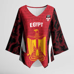 Custom Egypt Football Kimono Sleeve Blouse 2026 Go Pharaohs Ancient Egyptian Pattern - African Pride