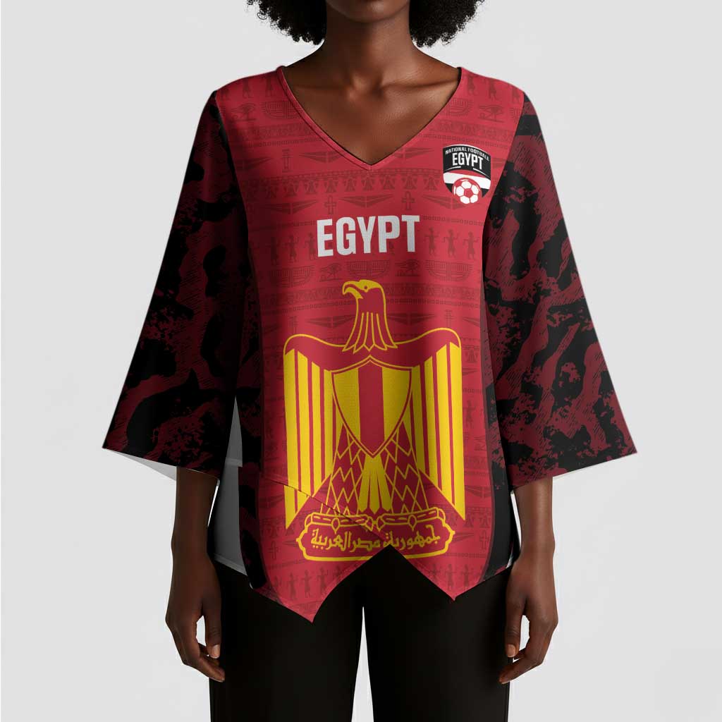 Custom Egypt Football Kimono Sleeve Blouse 2026 Go Pharaohs Ancient Egyptian Pattern - African Pride
