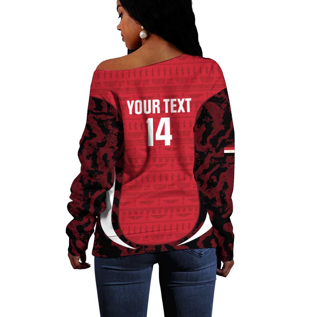 Custom Egypt Football Off Shoulder Sweater 2026 Go Pharaohs Ancient Egyptian Pattern - African Pride