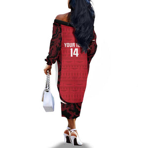 Custom Egypt Football Off The Shoulder Long Sleeve Dress 2026 Go Pharaohs Ancient Egyptian Pattern - African Pride