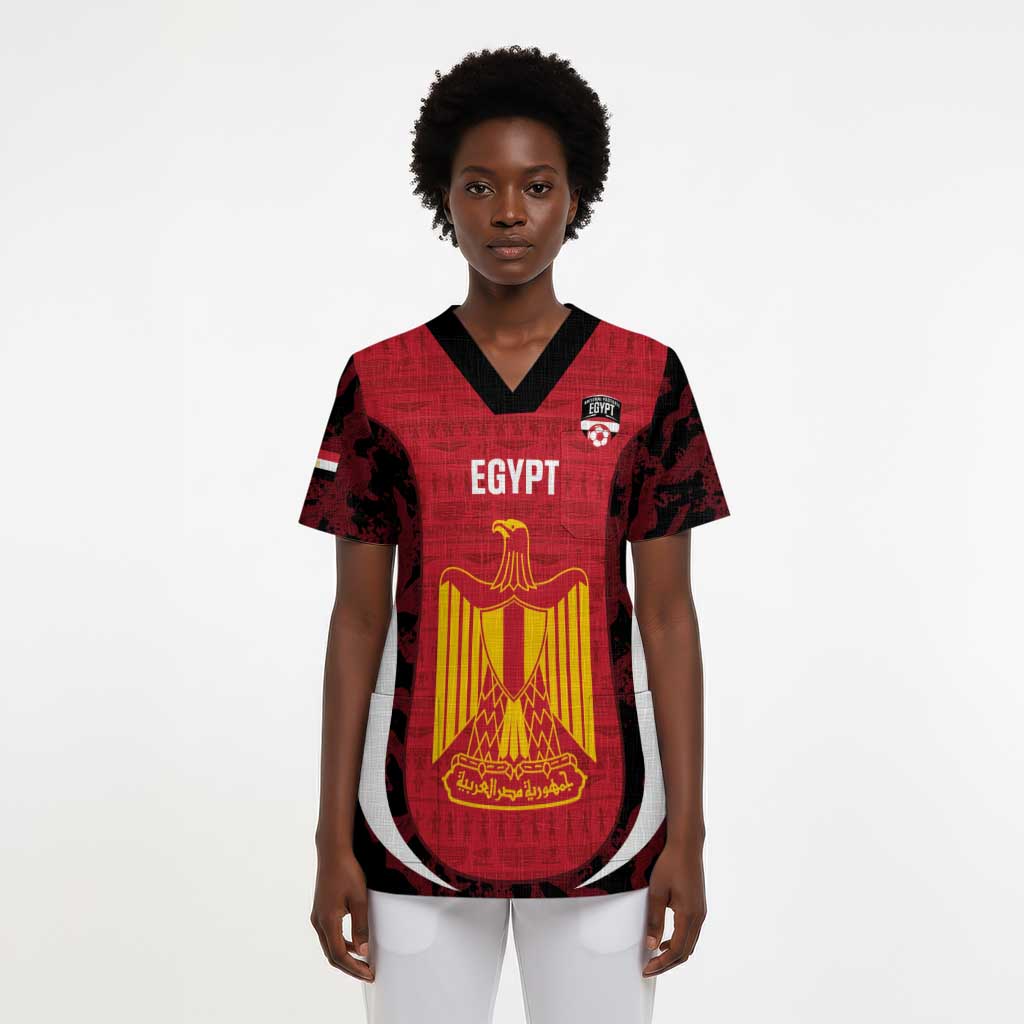 Custom Egypt Football Scrub Top 2026 Go Pharaohs Ancient Egyptian Pattern - African Pride