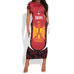 Custom Egypt Football Short Sleeve Bodycon Dress 2026 Go Pharaohs Ancient Egyptian Pattern LT14