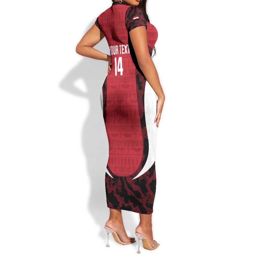 Custom Egypt Football Short Sleeve Bodycon Dress 2026 Go Pharaohs Ancient Egyptian Pattern LT14