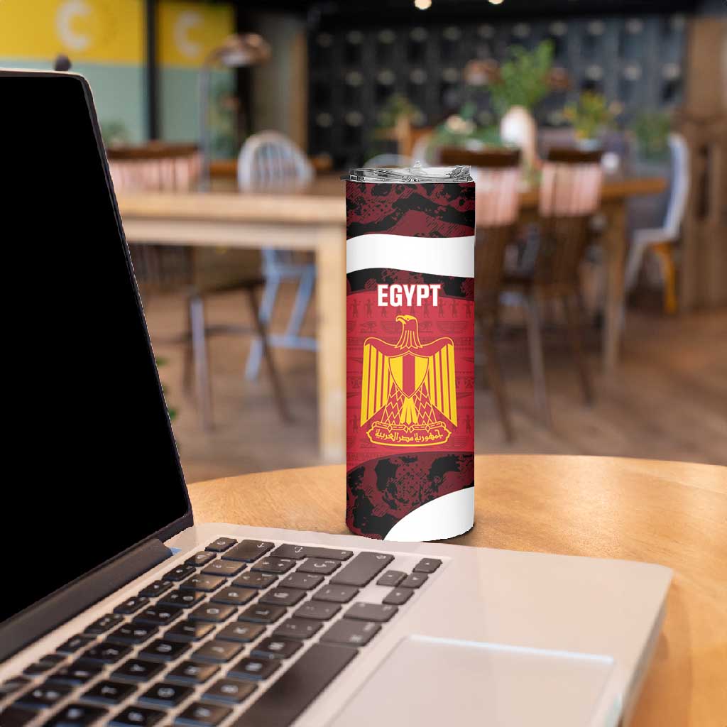 Custom Egypt Football Skinny Tumbler 2026 Go Pharaohs Ancient Egyptian Pattern - African Pride