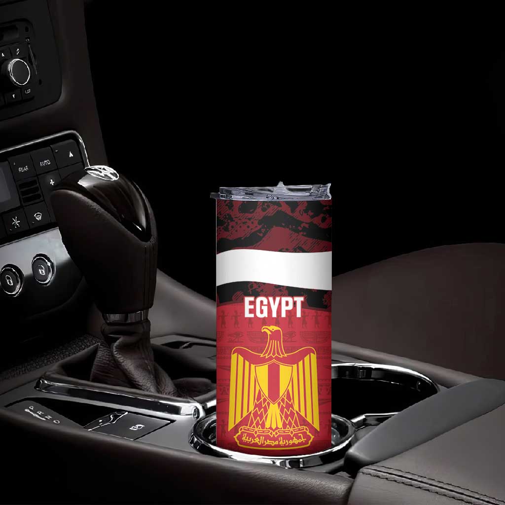 Custom Egypt Football Skinny Tumbler 2026 Go Pharaohs Ancient Egyptian Pattern - African Pride