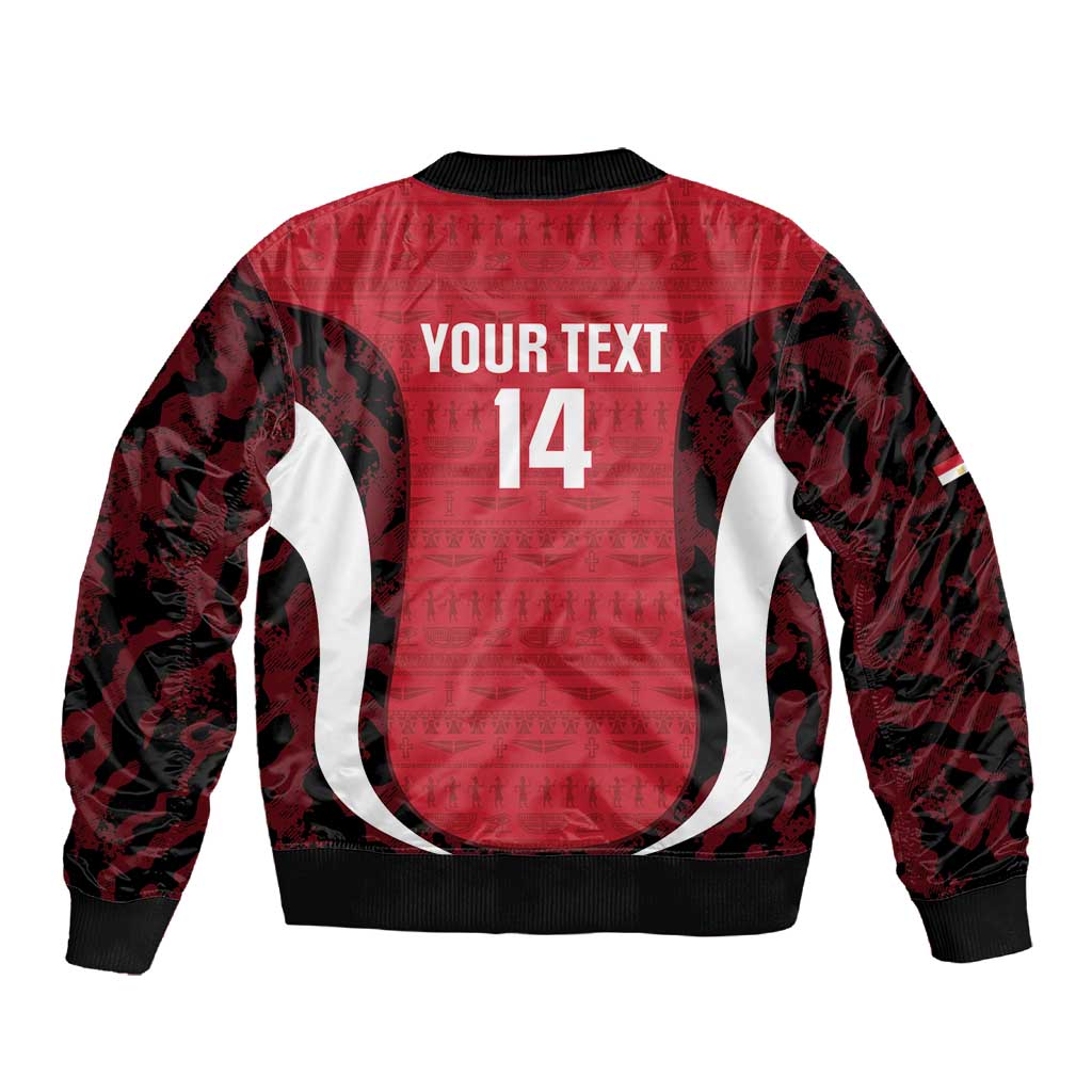 Custom Egypt Football Sleeve Zip Bomber Jacket 2026 Go Pharaohs Ancient Egyptian Pattern - African Pride