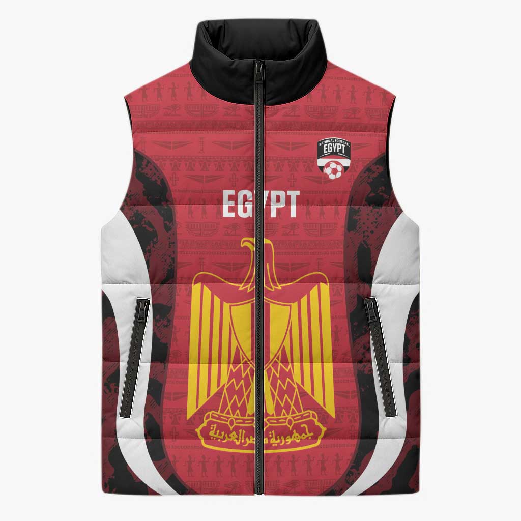 Custom Egypt Football Sleeveless Puffer Jacket 2026 Go Pharaohs Ancient Egyptian Pattern - African Pride