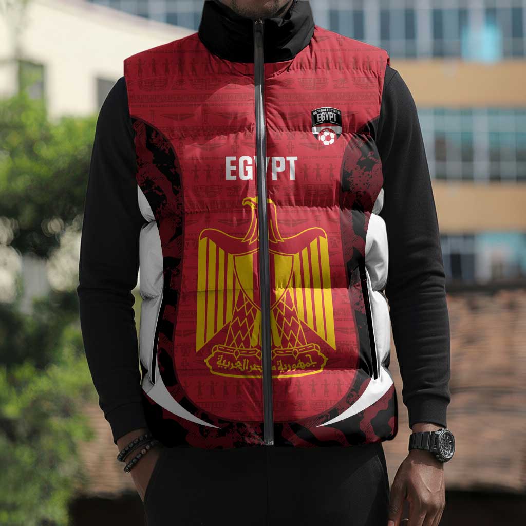 Custom Egypt Football Sleeveless Puffer Jacket 2026 Go Pharaohs Ancient Egyptian Pattern - African Pride