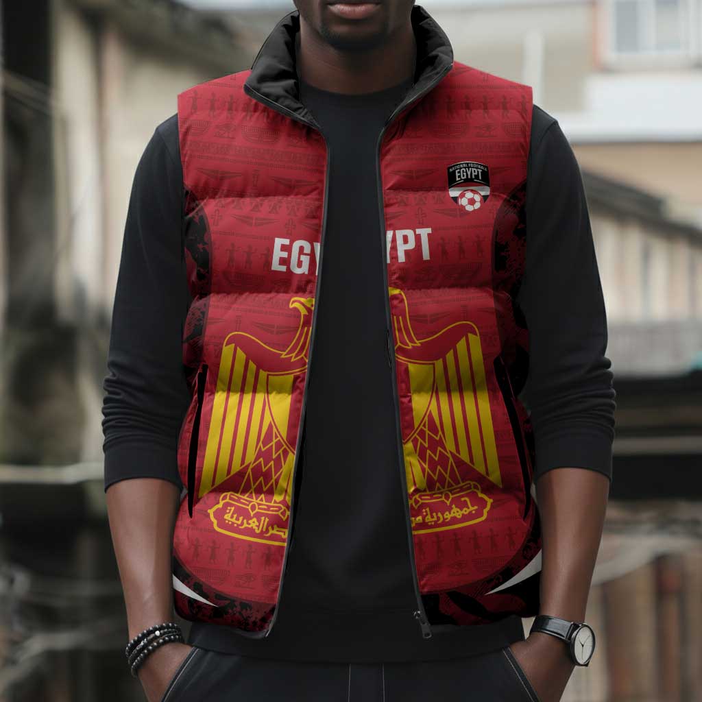 Custom Egypt Football Sleeveless Puffer Jacket 2026 Go Pharaohs Ancient Egyptian Pattern - African Pride