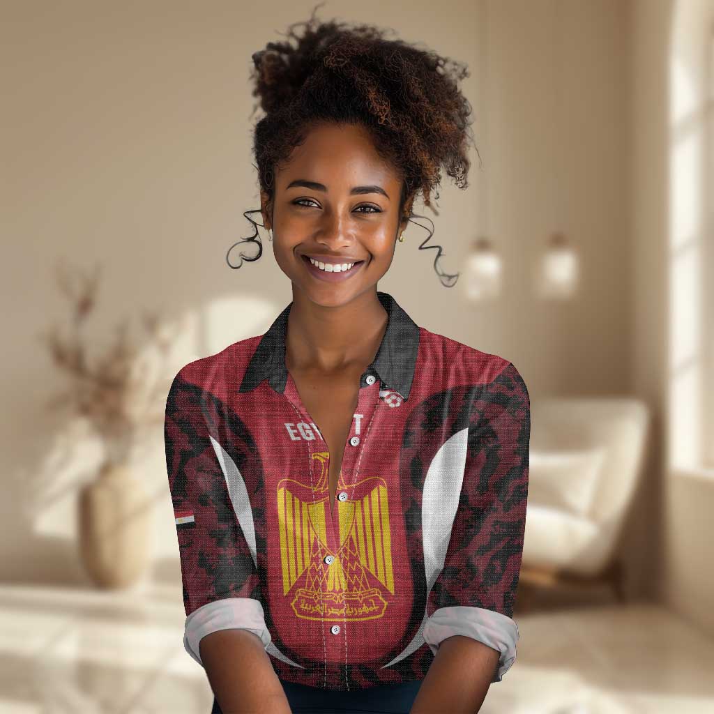 Custom Egypt Football Women Casual Shirt 2026 Go Pharaohs Ancient Egyptian Pattern - African Pride
