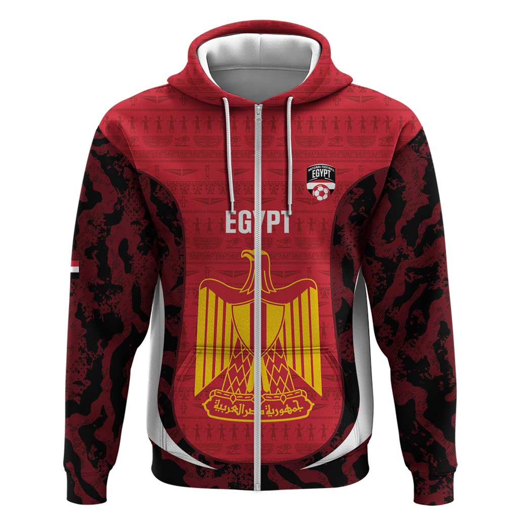Custom Egypt Football Zip Hoodie 2026 Go Pharaohs Ancient Egyptian Pattern - African Pride