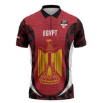 Custom Egypt Football Zipper Polo Shirt 2026 Go Pharaohs Ancient Egyptian Pattern - African Pride