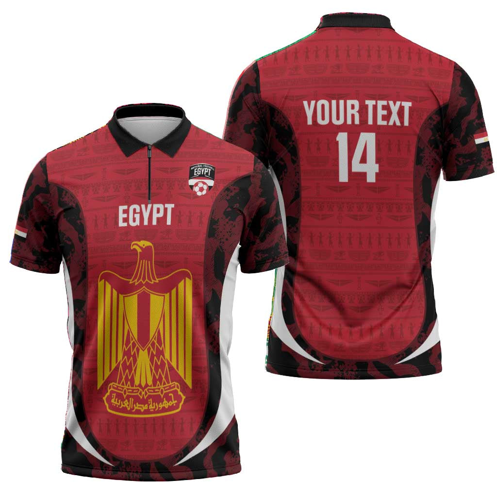 Custom Egypt Football Zipper Polo Shirt 2026 Go Pharaohs Ancient Egyptian Pattern - African Pride