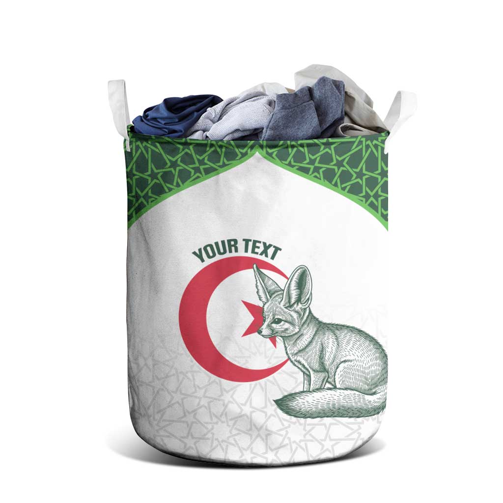 Custom Algeria Football Laundry Basket 2026 Go Greens Fennec With Islamic Pattern - African Pride