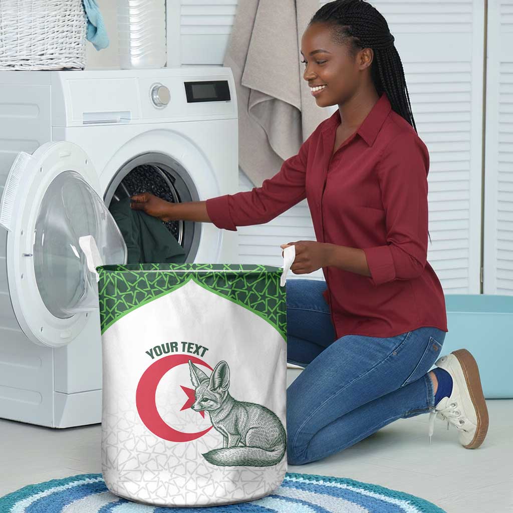Custom Algeria Football Laundry Basket 2026 Go Greens Fennec With Islamic Pattern - African Pride