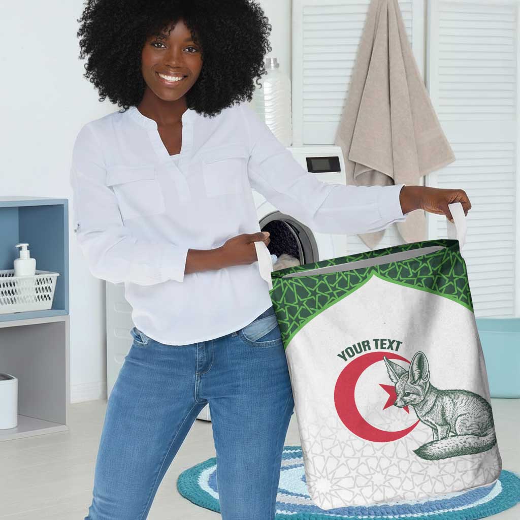 Custom Algeria Football Laundry Basket 2026 Go Greens Fennec With Islamic Pattern - African Pride