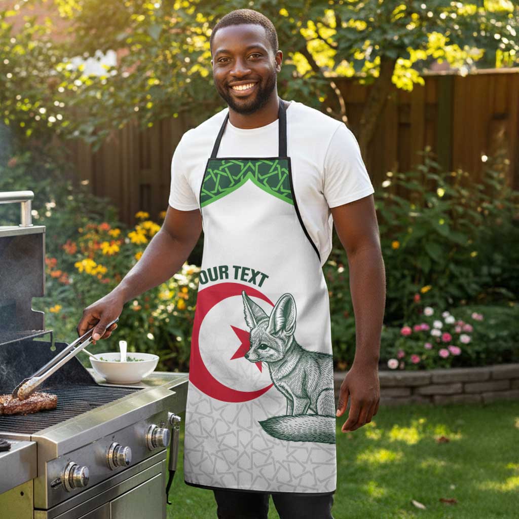 Custom Algeria Football Apron 2026 Go Greens Fennec With Islamic Pattern - African Pride