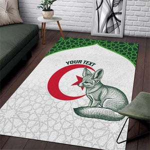 Custom Algeria Football Area Rug 2026 Go Greens Fennec With Islamic Pattern - African Pride