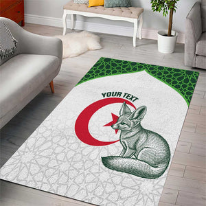 Custom Algeria Football Area Rug 2026 Go Greens Fennec With Islamic Pattern - African Pride