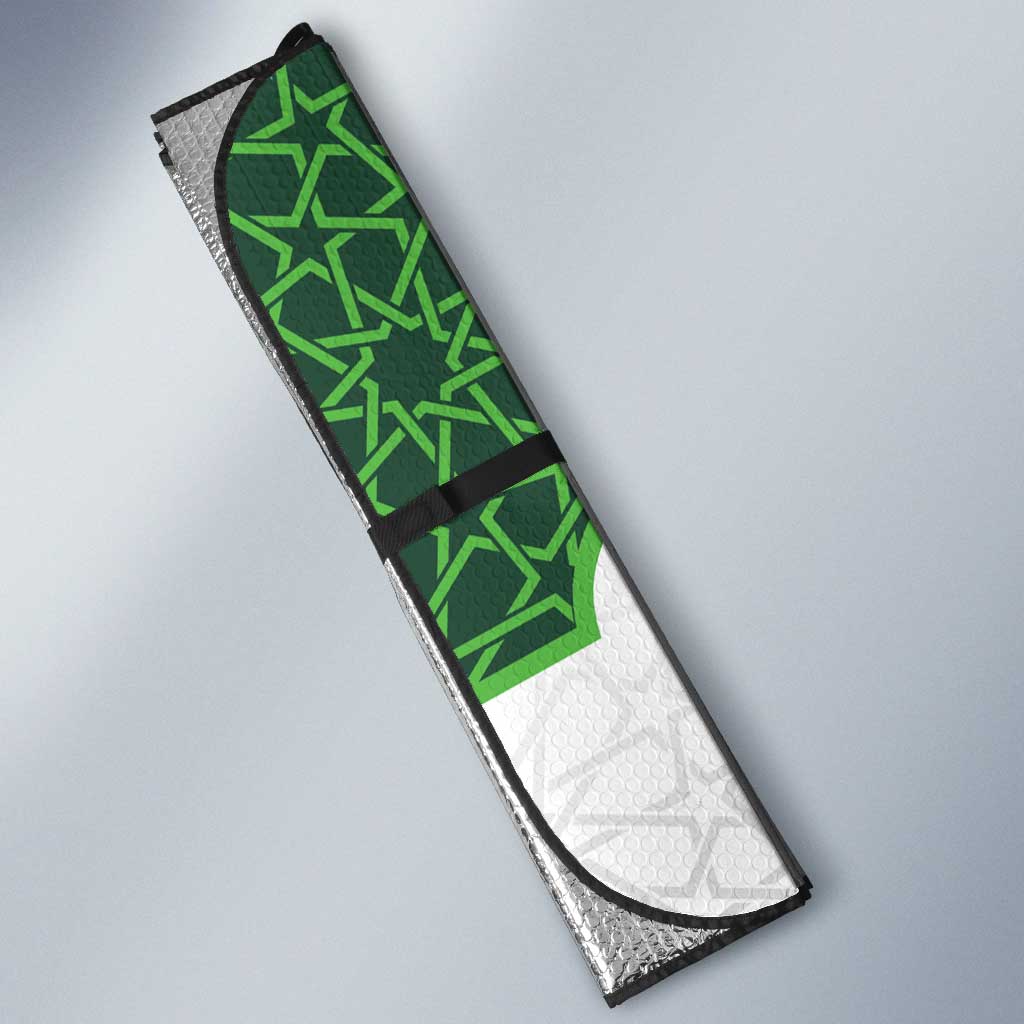 Custom Algeria Football Auto Sun Shade 2026 Go Greens Fennec With Islamic Pattern - African Pride