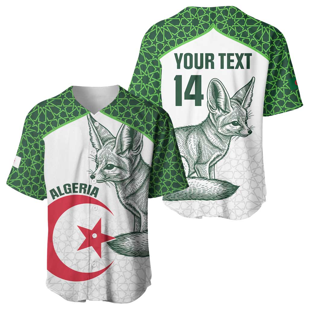 Custom Algeria Football Baseball Jersey 2026 Go Greens Fennec With Islamic Pattern LT14