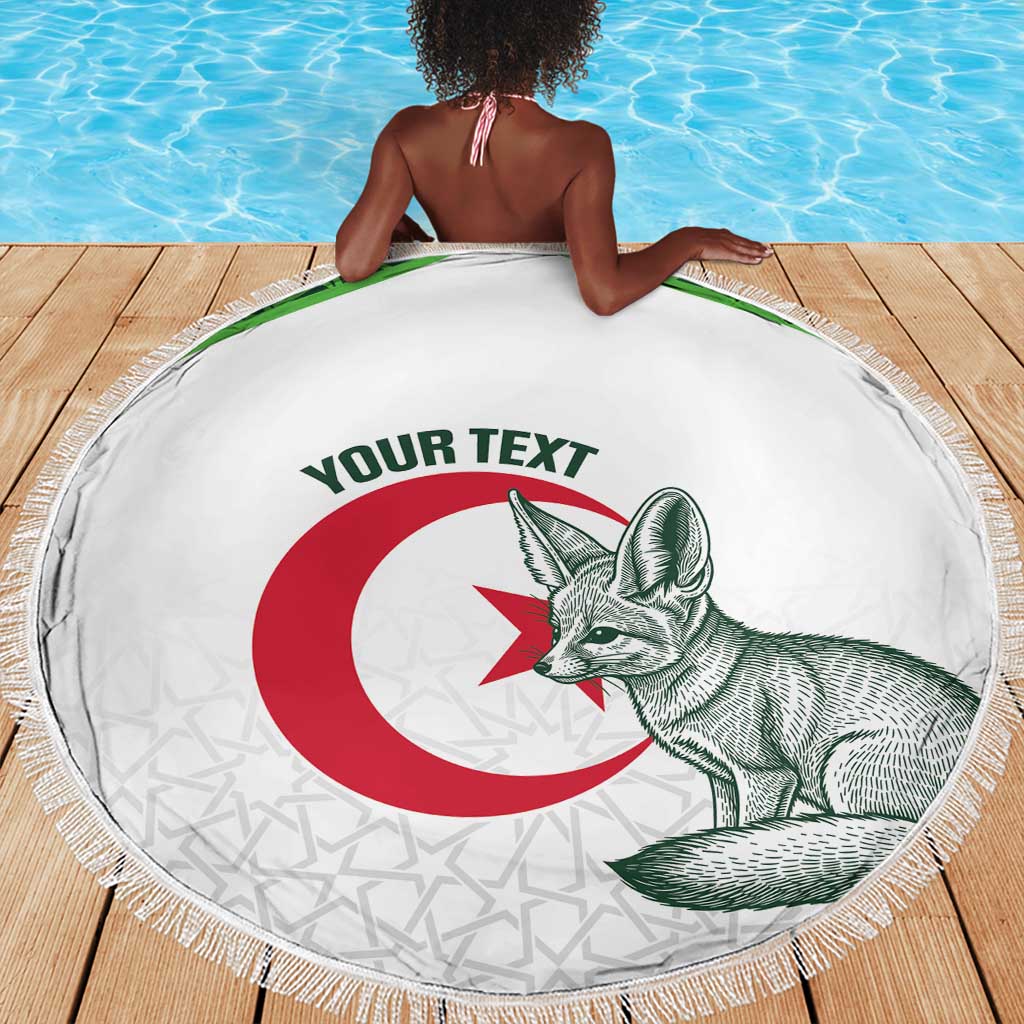 Custom Algeria Football Beach Blanket 2026 Go Greens Fennec With Islamic Pattern - African Pride