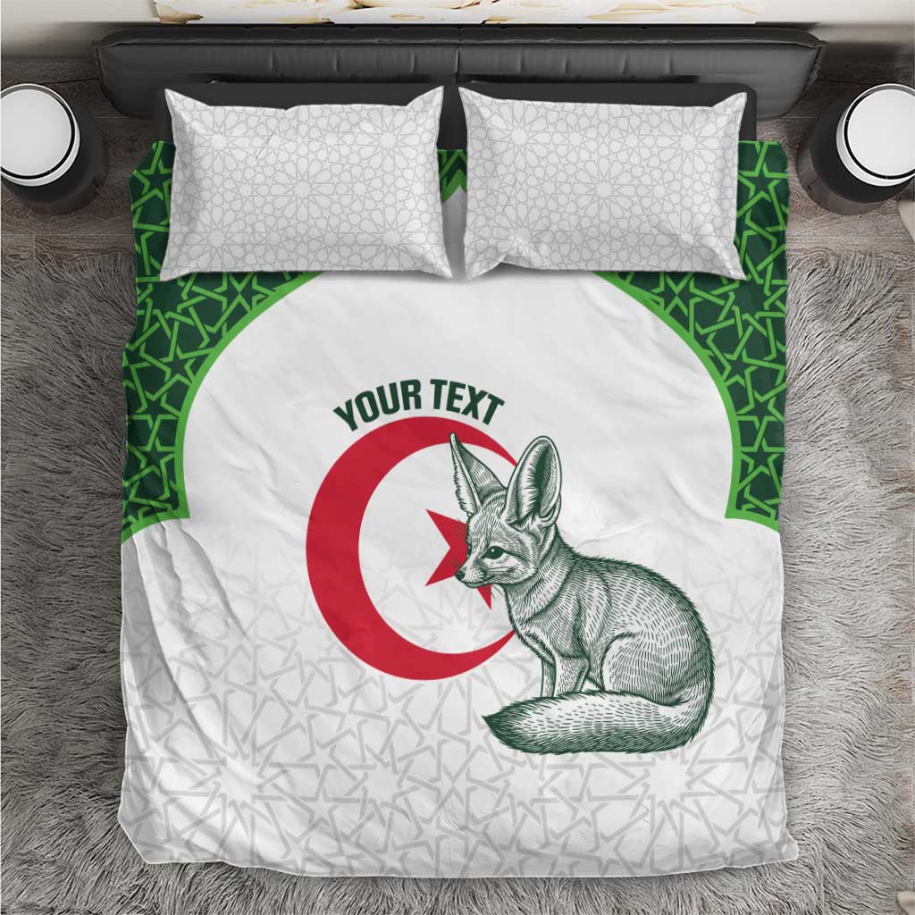 Custom Algeria Football Bedding Set 2026 Go Greens Fennec With Islamic Pattern - African Pride