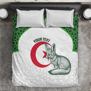 Custom Algeria Football Bedding Set 2026 Go Greens Fennec With Islamic Pattern - African Pride