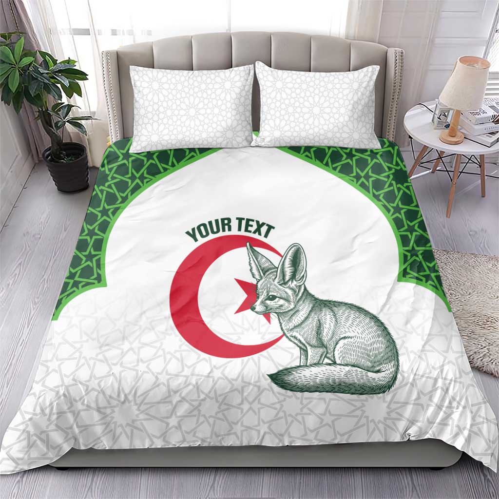 Custom Algeria Football Bedding Set 2026 Go Greens Fennec With Islamic Pattern - African Pride