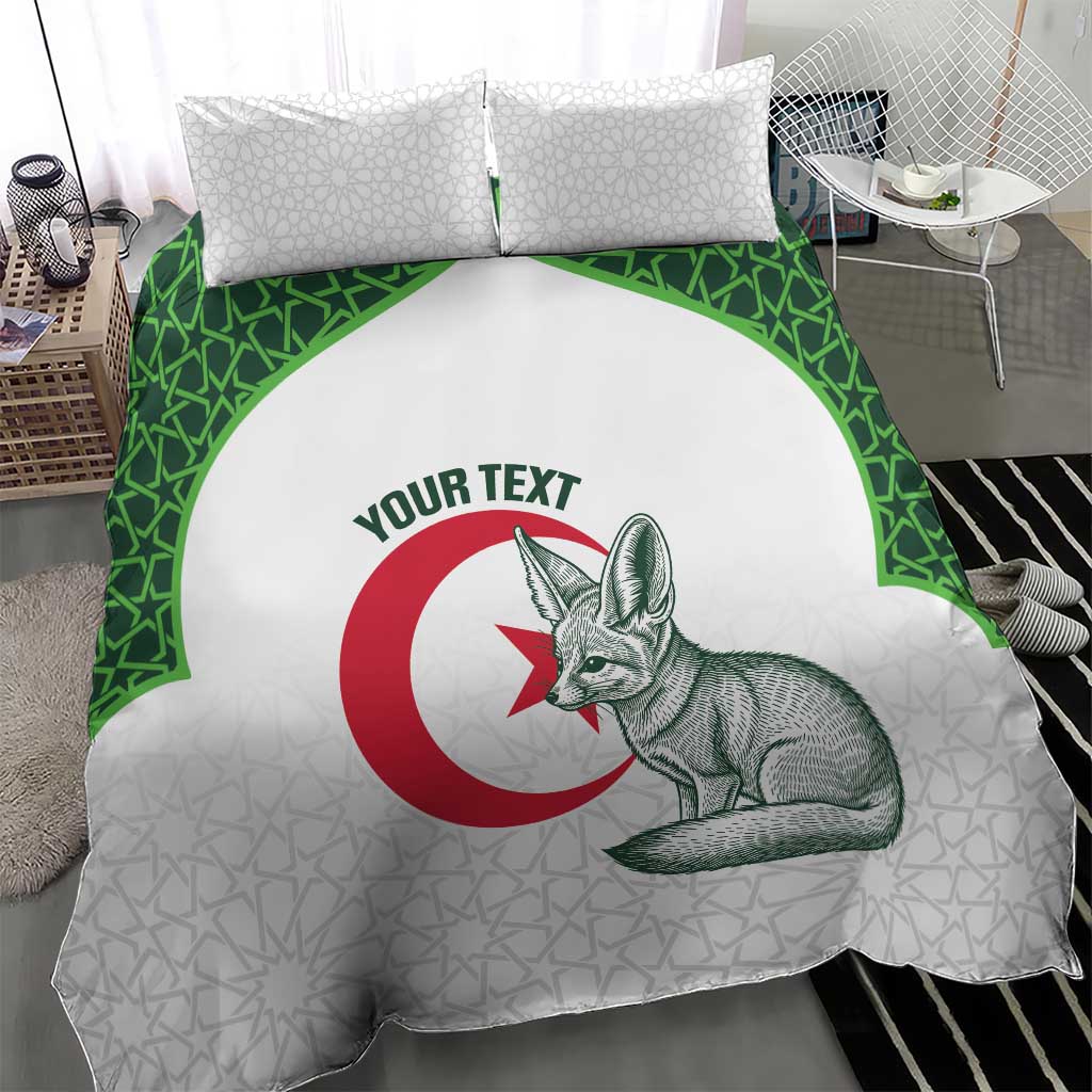 Custom Algeria Football Bedding Set 2026 Go Greens Fennec With Islamic Pattern - African Pride
