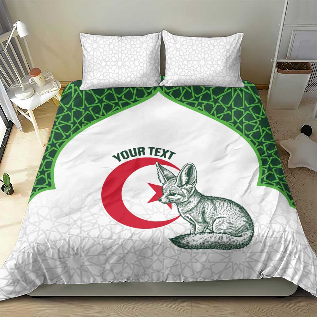 Custom Algeria Football Bedding Set 2026 Go Greens Fennec With Islamic Pattern - African Pride
