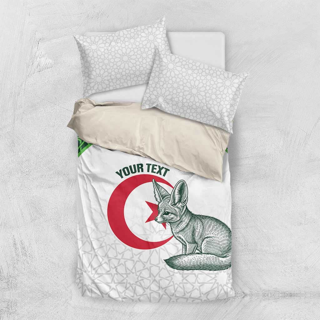 Custom Algeria Football Bedding Set 2026 Go Greens Fennec With Islamic Pattern - African Pride
