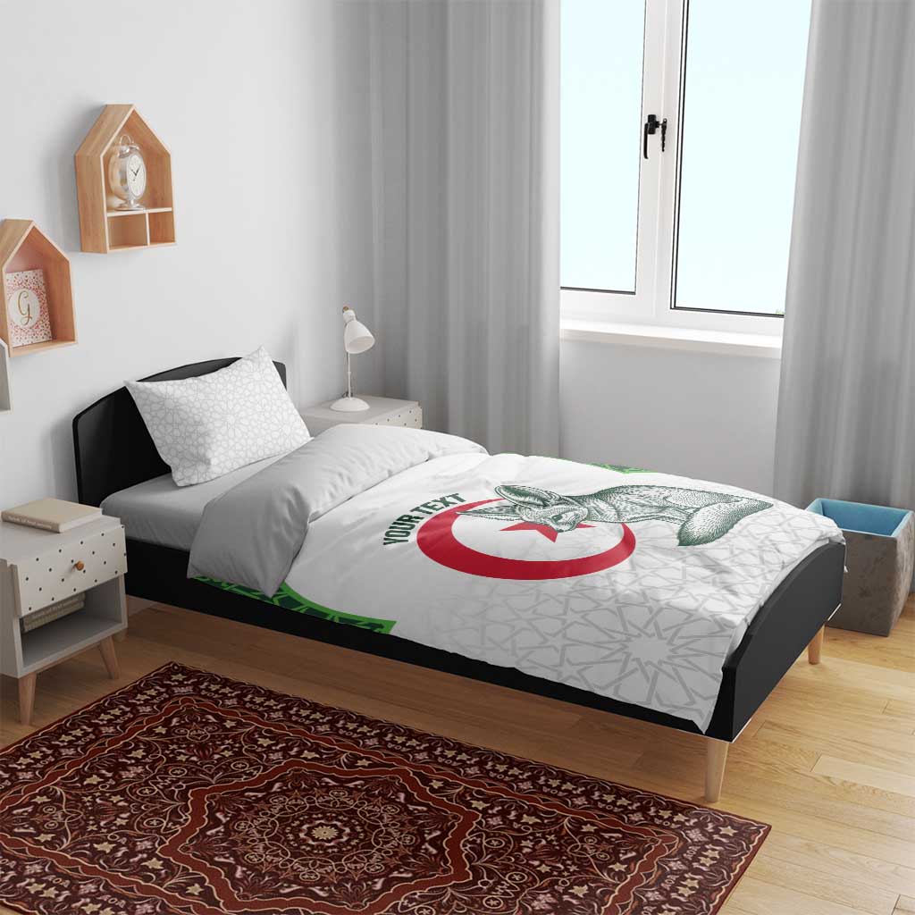 Custom Algeria Football Bedding Set 2026 Go Greens Fennec With Islamic Pattern - African Pride