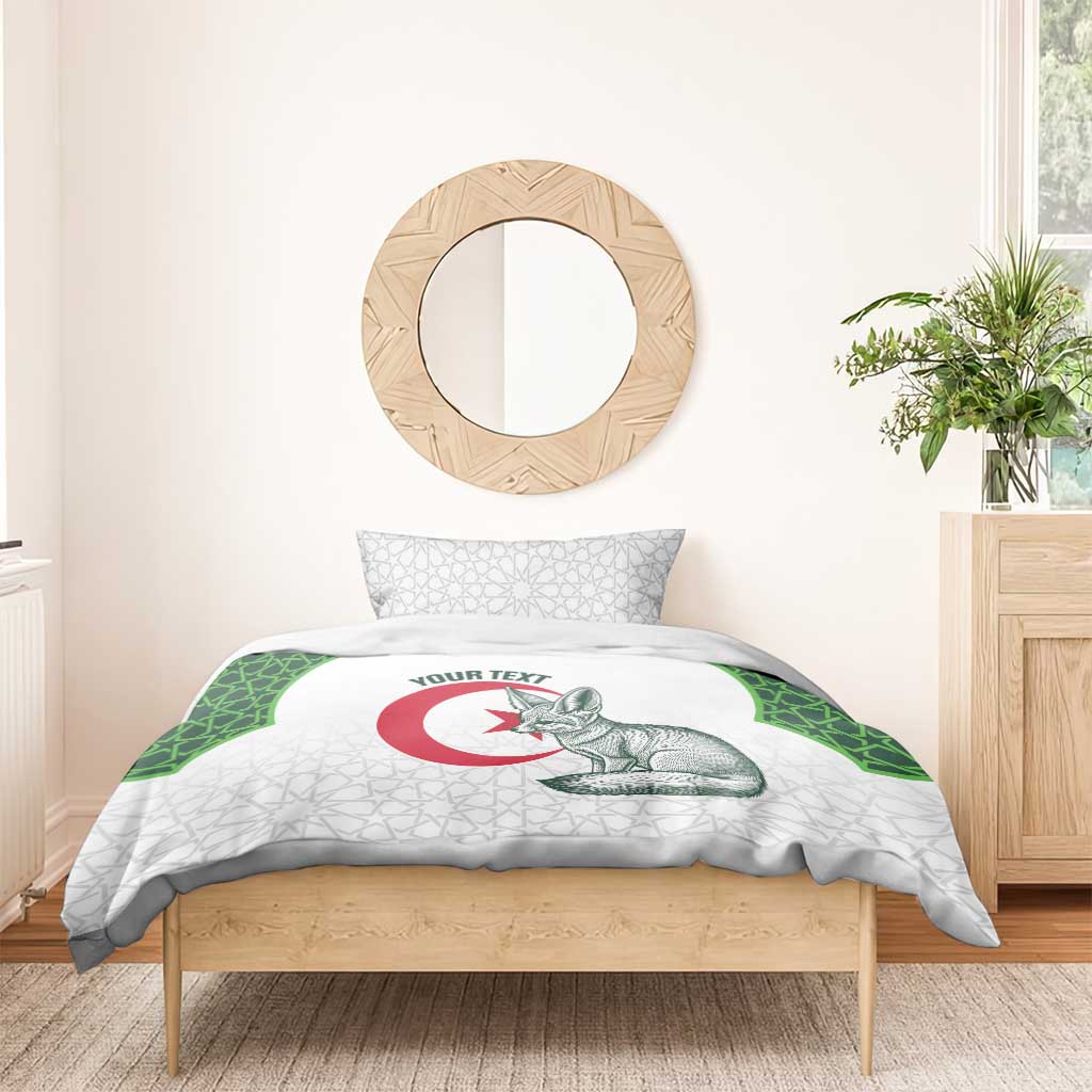 Custom Algeria Football Bedding Set 2026 Go Greens Fennec With Islamic Pattern - African Pride