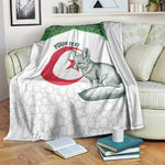 Custom Algeria Football Blanket 2026 Go Greens Fennec With Islamic Pattern - African Pride