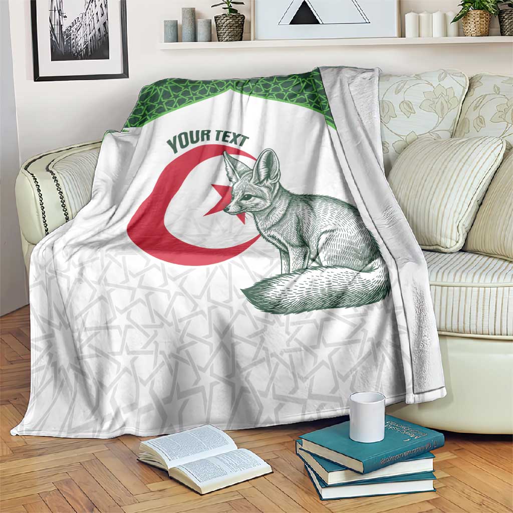 Custom Algeria Football Blanket 2026 Go Greens Fennec With Islamic Pattern - African Pride