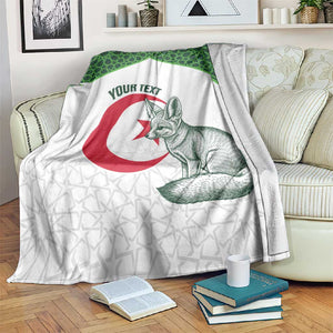 Custom Algeria Football Blanket 2026 Go Greens Fennec With Islamic Pattern - African Pride