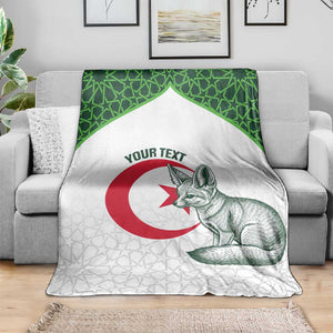 Custom Algeria Football Blanket 2026 Go Greens Fennec With Islamic Pattern - African Pride