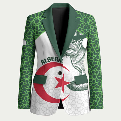 Custom Algeria Football Blazer 2026 Go Greens Fennec With Islamic Pattern - African Pride