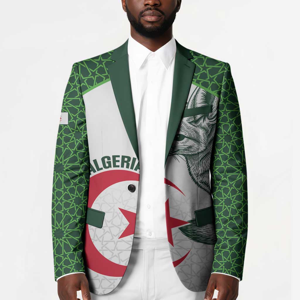 Custom Algeria Football Blazer 2026 Go Greens Fennec With Islamic Pattern - African Pride