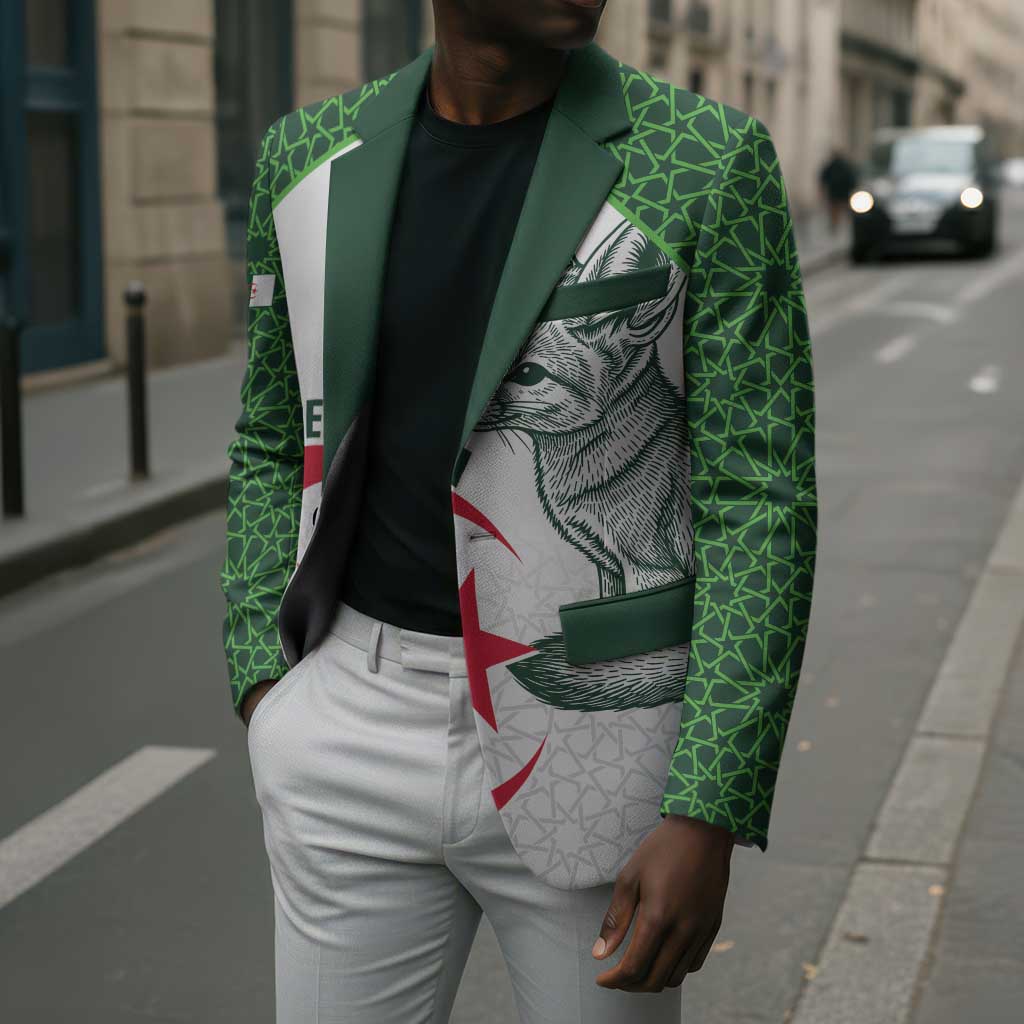 Custom Algeria Football Blazer 2026 Go Greens Fennec With Islamic Pattern - African Pride